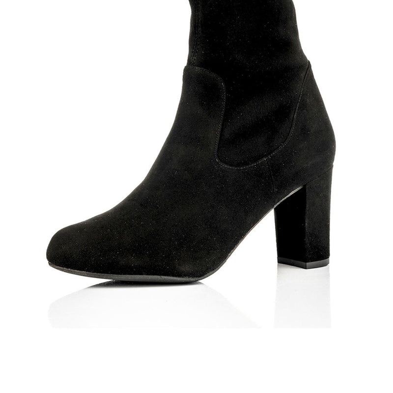 Wide Fit Black Suede Knee High Boots – Sargasso and Grey
