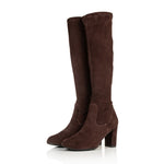 Lydia Extra-Wide Fit Knee High Boots - Brown Suede