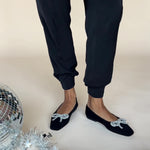 Kelly Wide Fit Bow Ballet Flats - Black Suede