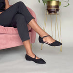 Indy Extra-Wide Fit Flats - Black Suede