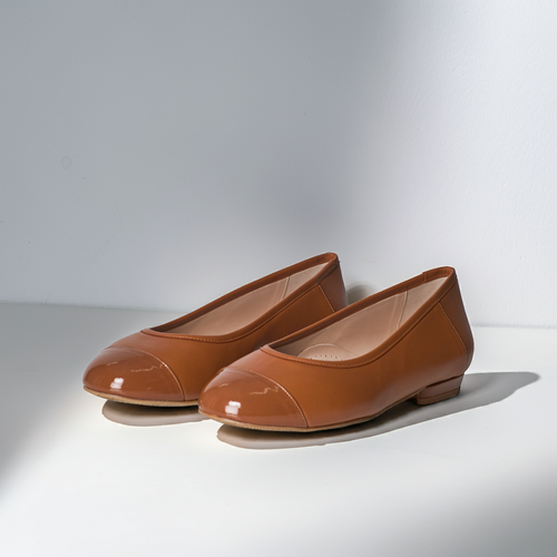 Capella Extra-Wide Fit Flats - Tan Leather