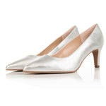 PAST SEASON SECONDS - Eve Wide Fit Court Shoe – Silver Leather - (SAMPLE SALE)