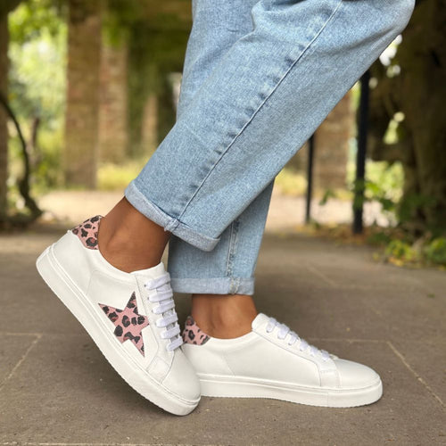 Ezi Wide Fit Trainers - Pink Leopard Star