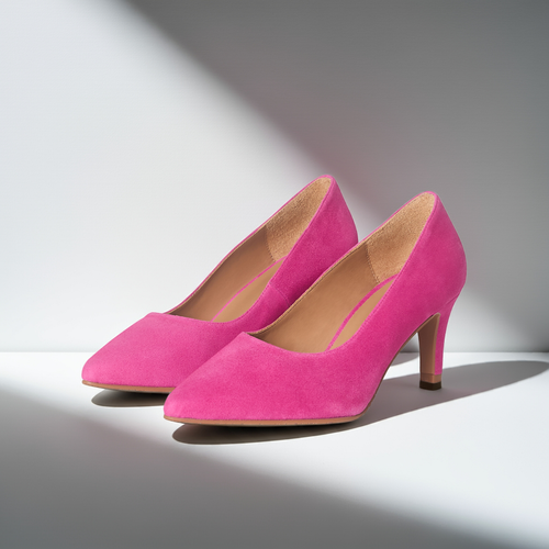Eve Wide Fit Court Shoe – Hot Pink Suede