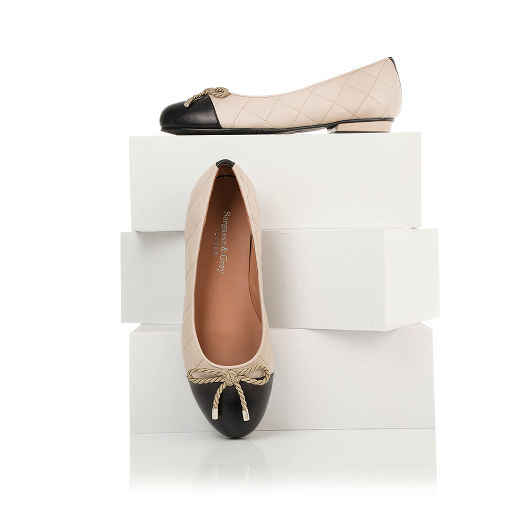 Alice Wide Fit Ballet Flats Beige & Leather
