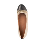 Alice Wide Fit Ballet Flats - Beige & Black Leather