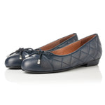 Alice Wide Fit Ballet Flats - Navy Quilted Leather