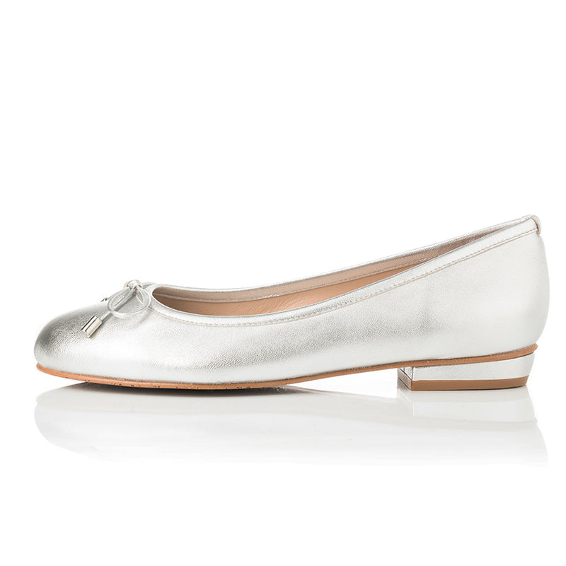 Carla Wide Fit Ballet Flats - Silver Leather