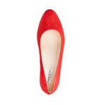 Caroline Wide Fit Court Shoe - Rounded Toe - Red Suede