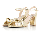 Carrie - Wide Fit Block Heel Sandal - Gold Leather