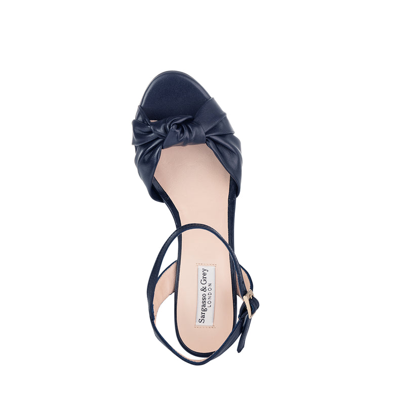 Carrie - Wide Fit Block Heel Sandal - Navy Leather