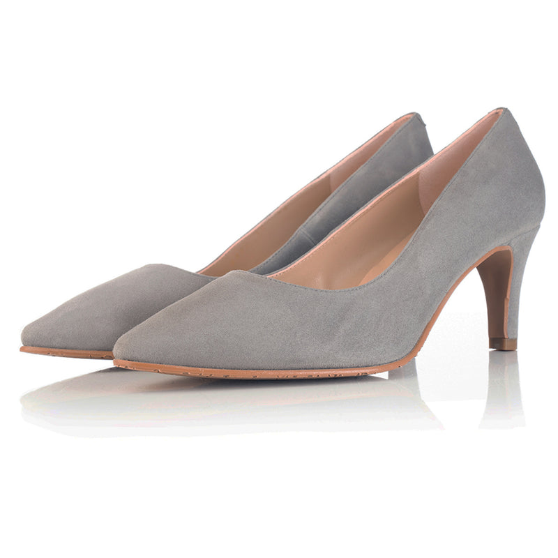 Eve Wide Fit Court Shoe – Grey Suede