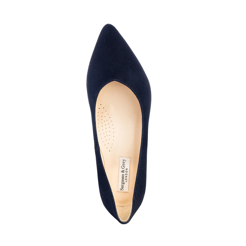 Helena Extra-Wide Fit Court Shoe – Navy Suede