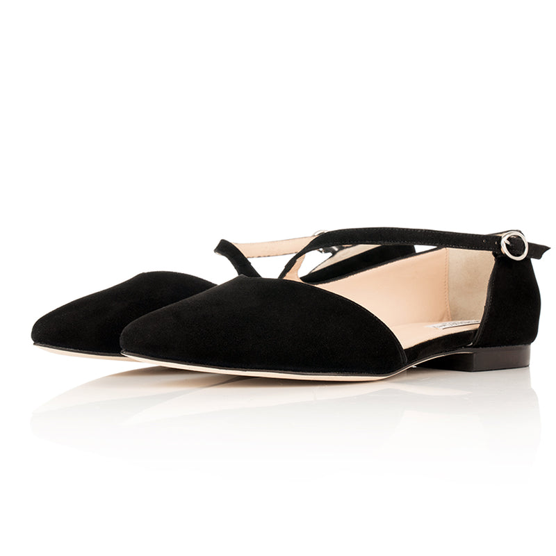 Indy Extra-Wide Fit Flats - Black Suede