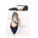 Indy Extra-Wide Fit Flats - Navy Suede