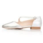 CURRENT SEASON SECONDS - Indy Extra-Wide Fit Flats - Silver Leather (SAMPLE SALE)