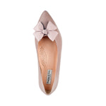 Laura Wide Fit Ballet Flats With Bow - Rose Pink Leather