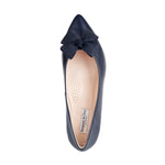 Laura Extra-Wide Fit Ballet Flats With Bow - Navy Leather