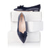 Laura Wide Fit Ballet Flats With Bow - Navy Leather