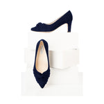 Lola Wide Fit Court Shoe – Navy Suede