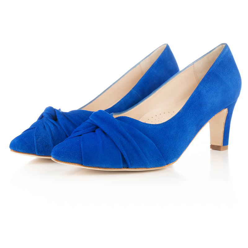 Lola Extra-Wide Fit Court Shoe – Cobalt Blue Suede