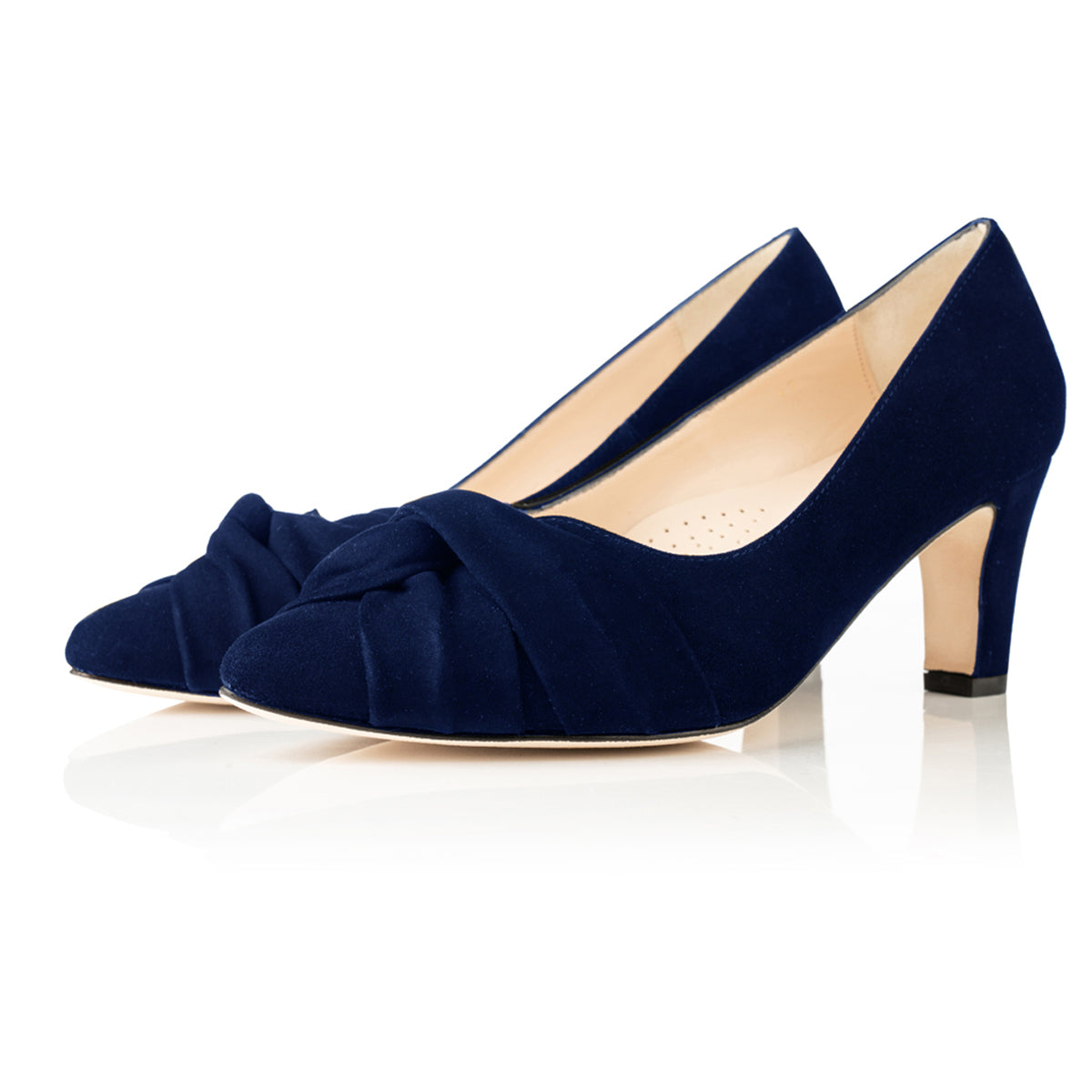 Navy wide fit low heel shoes Clearance