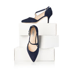 Penelope Wide Fit Shoes - Navy Suede
