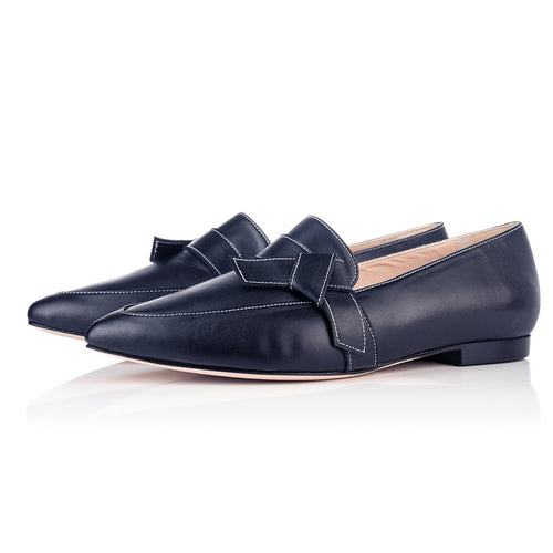Sandy Extra-Wide Fit Flats  - Navy Leather