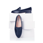 Sylvie Extra-Wide Fit Loafers  - Navy Leather