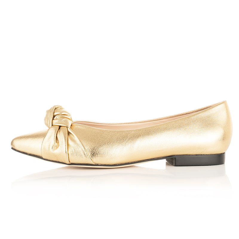 Venetia Extra-Wide Fit Ballet Flats - Gold Leather