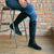 Wide Fit Knee High Boots - Black Suede