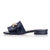 Wide Fit Chain Sliders - Navy Leather