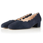 wide fit navy suede scallop edge shoes