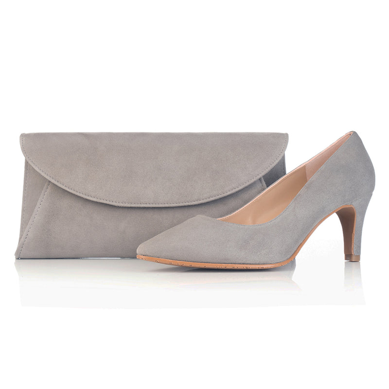Grey mid heel shoes Clearance
