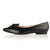 black leather wide fit ballet flats with bow