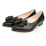 wide fit black leather ballet flats with bow