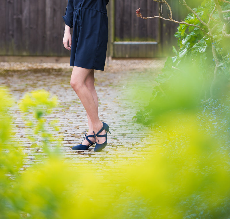 Ava Extra-Wide Fit Heels - Navy Suede