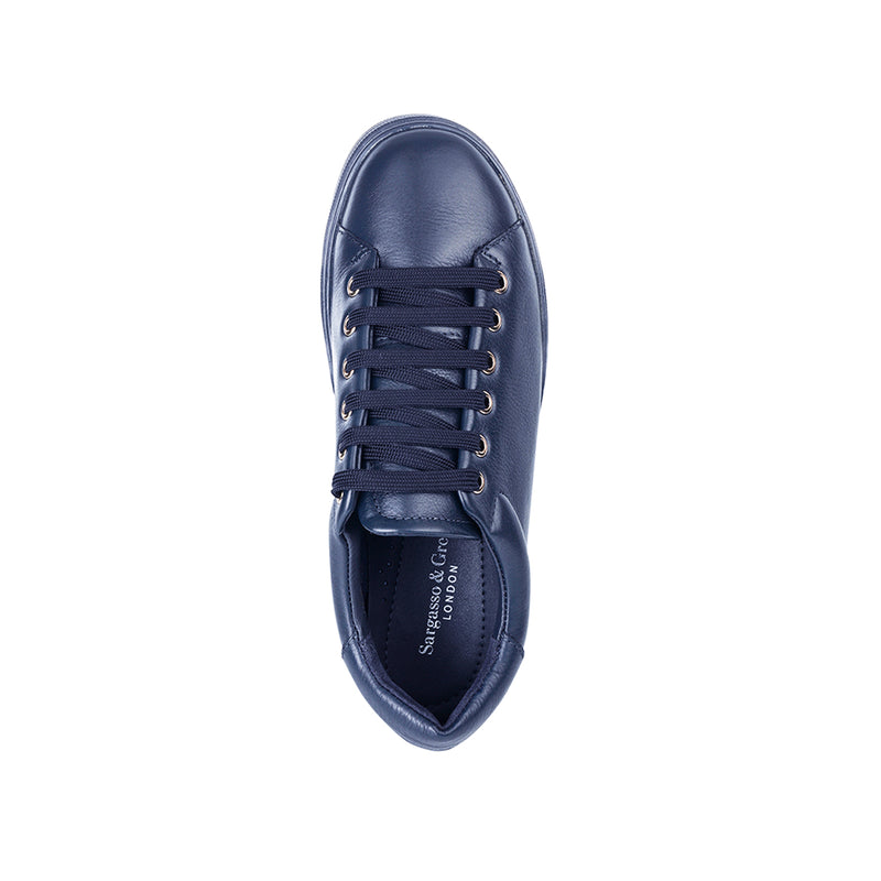 Wide Fit Trainers - Navy Leather